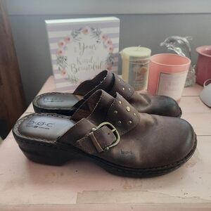 B.o.c. Brown Leather Mules Size 11